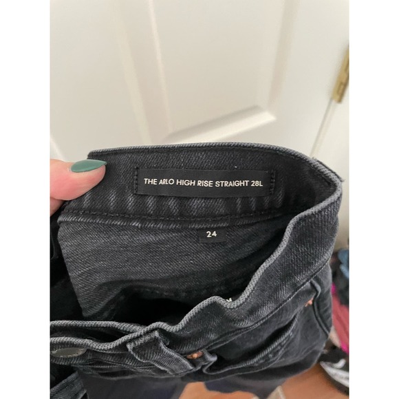 Aritzia Denim Forum Arlo High Rise Straight Jeans Black Size 24 - Picture 6 of 6